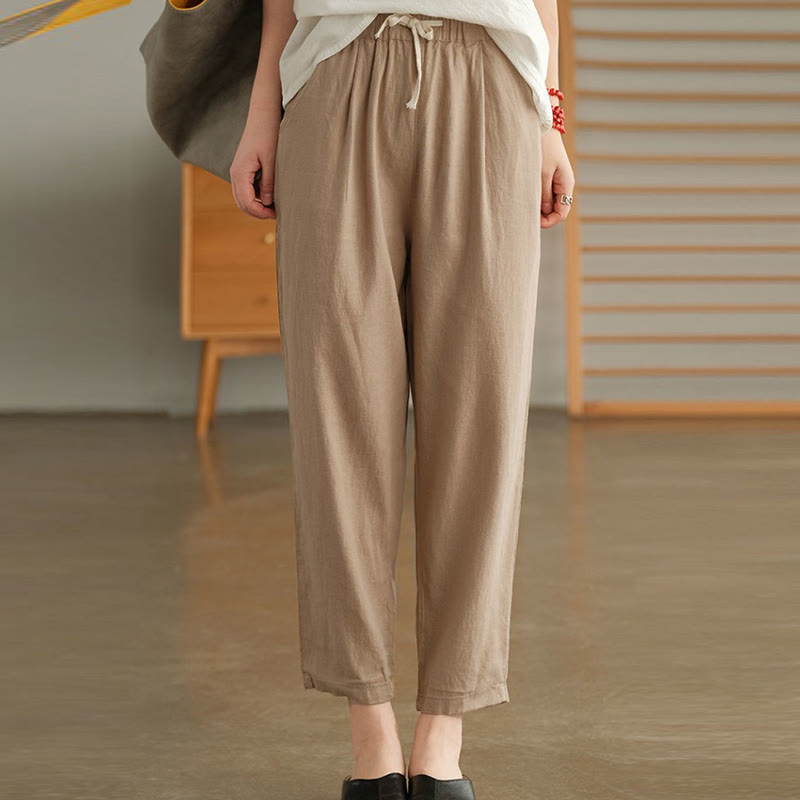 Buddha Stones Casual Women's Cotton Drawstring Harem Pants With Pockets - BurlyWood - US14,UK/AU18,EU46 (4XL) - image 13