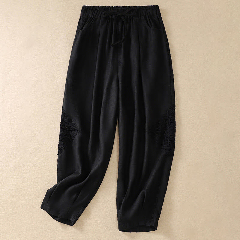 Buddha Stones Summer Women's Drawstring Harem Pants With Pockets - Black - US8-10,UK/AU12-14,EU40-42 (2XL) - image 4