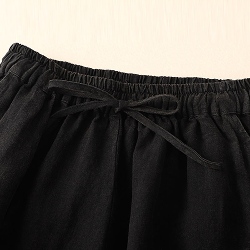 Buddha Stones Summer Women's Linen Drawstring Elastic Waist Harem Pants With Pockets - image 9