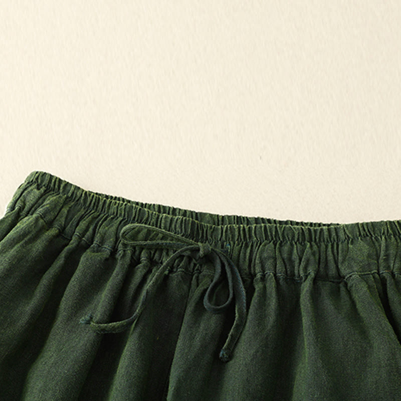 Buddha Stones Summer Women's Linen Drawstring Elastic Waist Harem Pants With Pockets - image 14