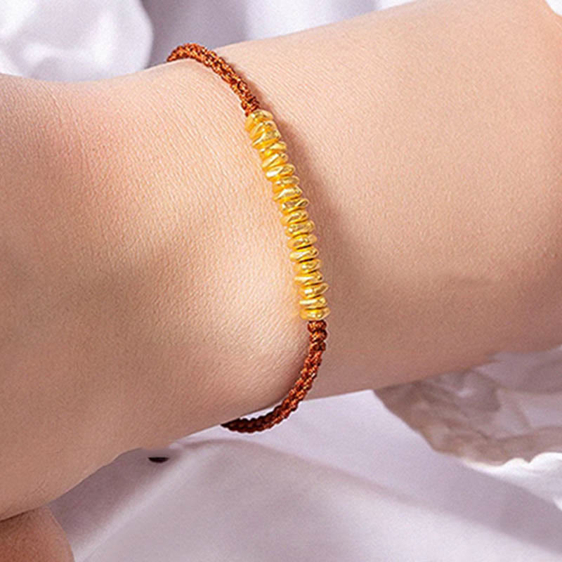 Buddha Stones 999 Gold Small Gold Pieces Design Handmade Protection Braided Rope Bracelet Bracelet BS 3