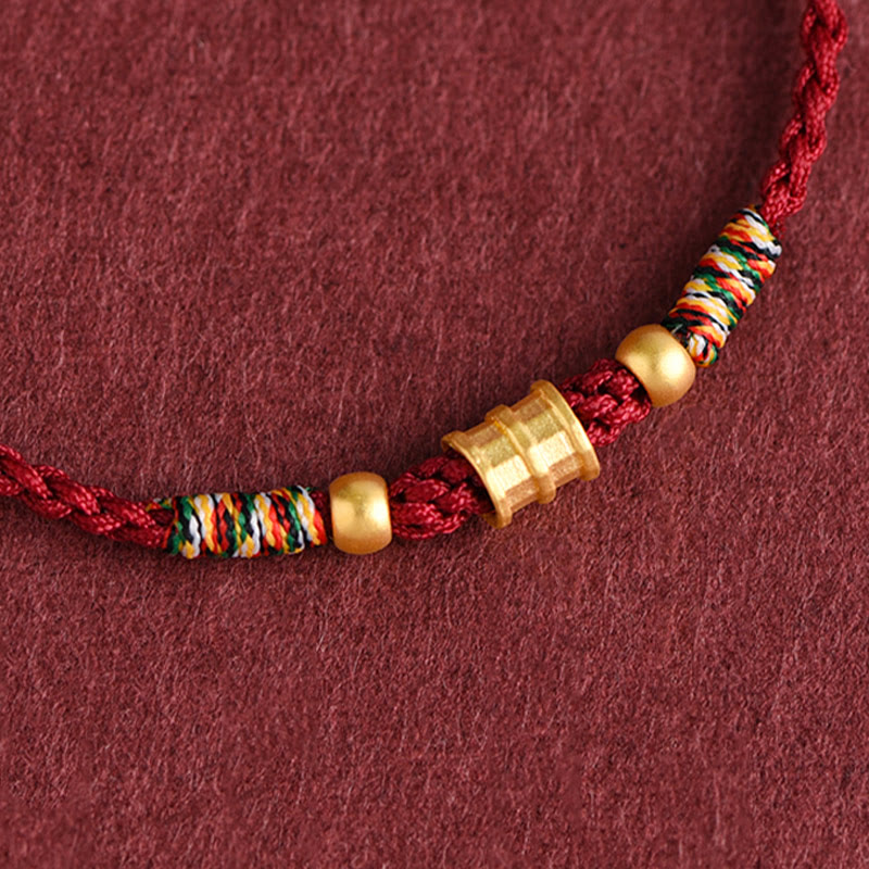 Buddha Stones 999 Gold Small Bucket Shape Design Handmade Luck Braided Rope Bracelet Anklet Bracelet BS 7