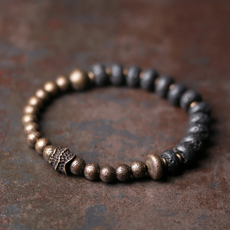 Foviel Lava Rock Perlen Adsorbieren negative Energie Kupfer Armband