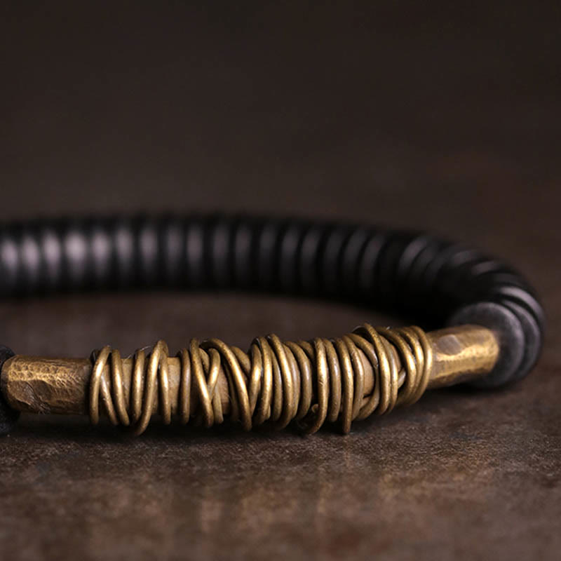 Foviel Calm Tibetan Ebony Wood Copper Bracelet