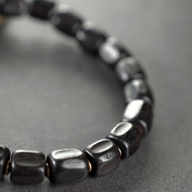 Foviel Vintage Peace Tibetan Ebony Wood Beads Copper Multilayered Healing Bracelet