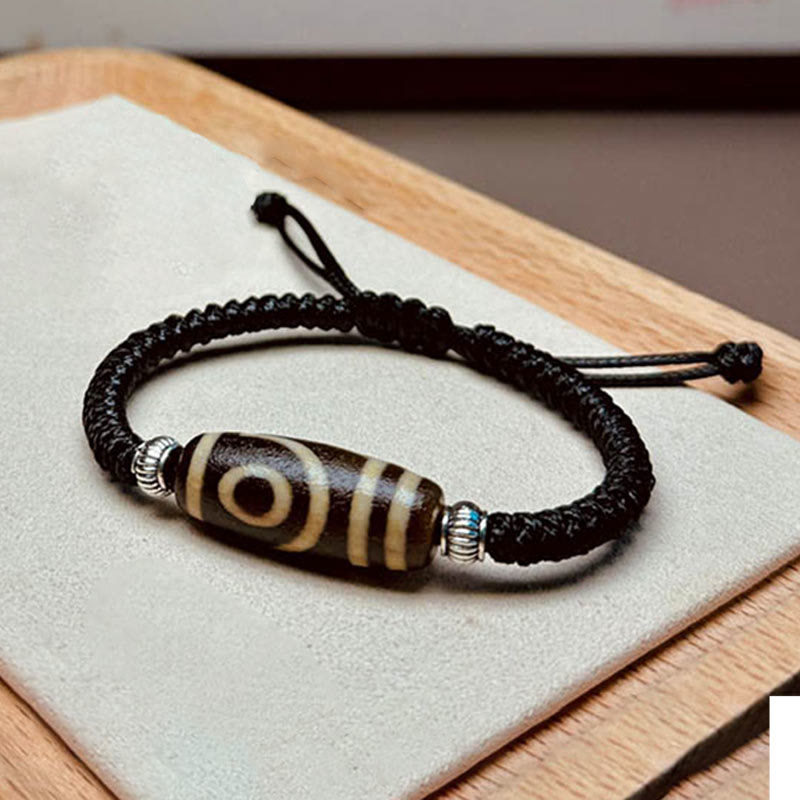 Foviel Tibetan Nine-Eye Dzi Bead Three-eyed Dzi Bead Wealth Protection Rope Bracelet