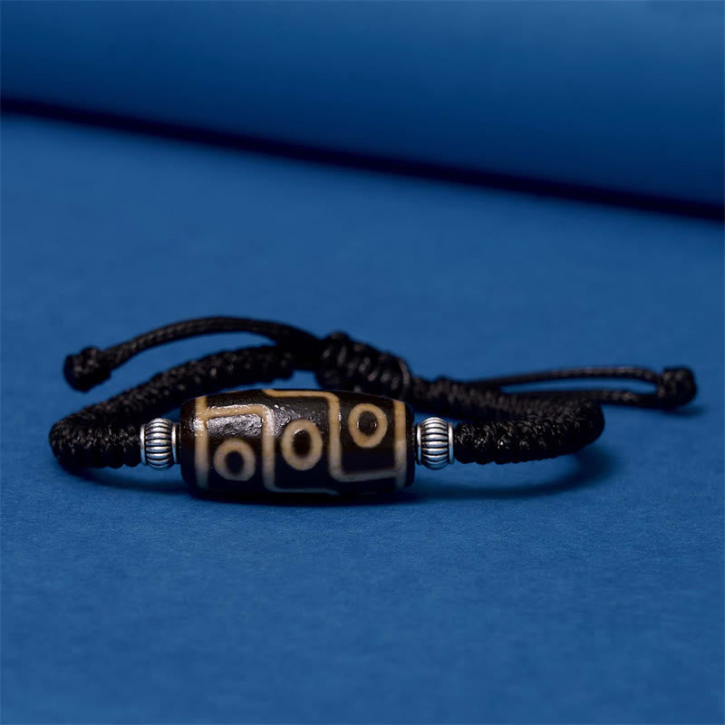 Foviel Tibetan Nine-Eye Dzi Bead Three-eyed Dzi Bead Wealth Protection Rope Bracelet