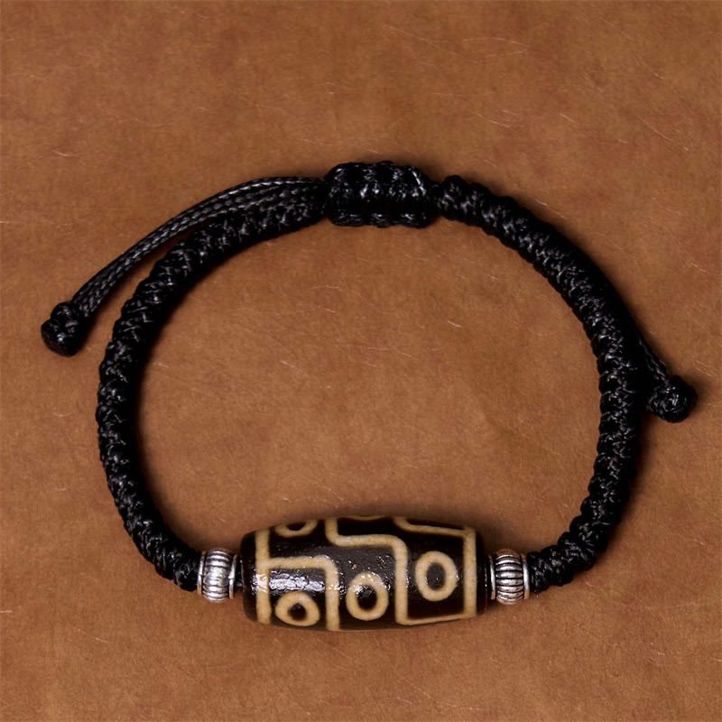 Foviel Tibetan Nine-Eye Dzi Bead Three-eyed Dzi Bead Wealth Protection Rope Bracelet