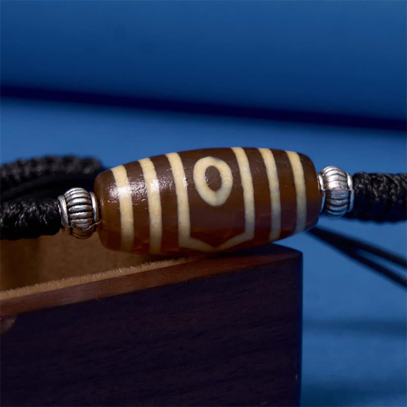 Foviel Tibetan Nine-Eye Dzi Bead Three-eyed Dzi Bead Wealth Protection Rope Bracelet