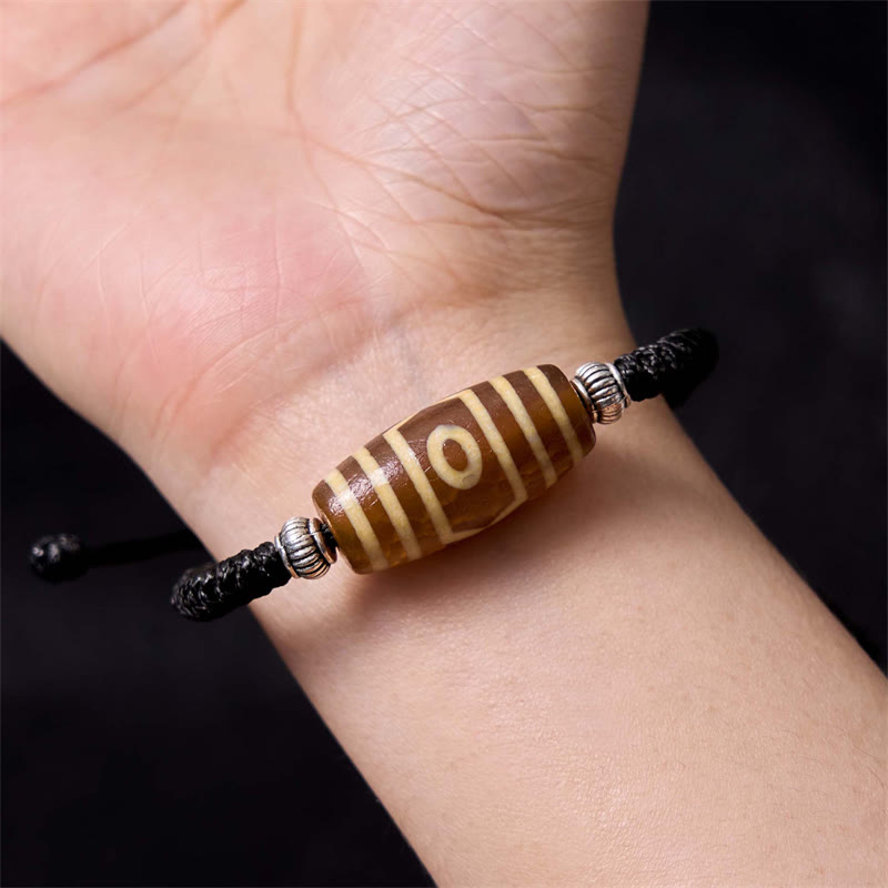 Foviel Tibetan Nine-Eye Dzi Bead Three-eyed Dzi Bead Wealth Protection Rope Bracelet