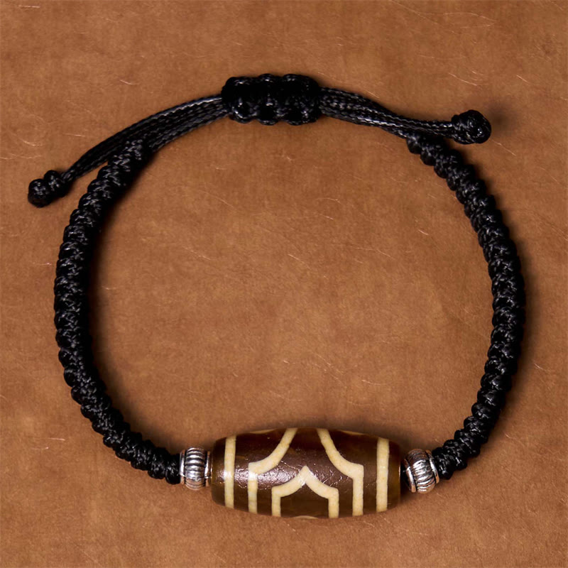 Foviel Tibetan Nine-Eye Dzi Bead Three-eyed Dzi Bead Wealth Protection Rope Bracelet