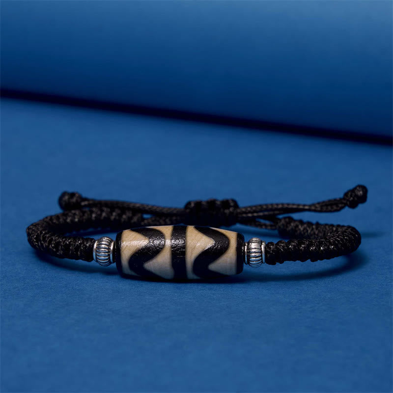 Foviel Tibetan Nine-Eye Dzi Bead Three-eyed Dzi Bead Wealth Protection Rope Bracelet