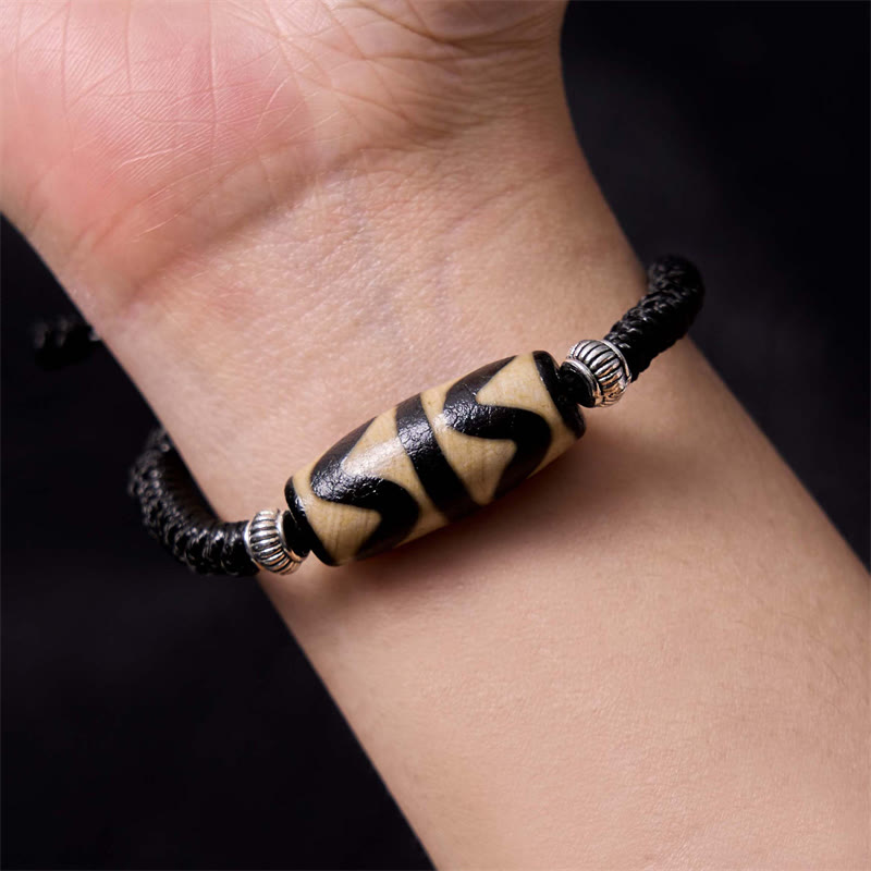 Foviel Tibetan Nine-Eye Dzi Bead Three-eyed Dzi Bead Wealth Protection Rope Bracelet