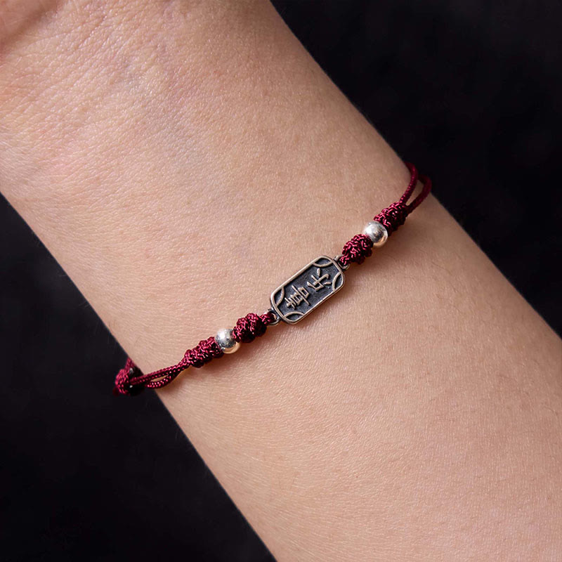 Bracelet tressé Foviel fait main en argent sterling 925, symbole de paix, de joie et de protection