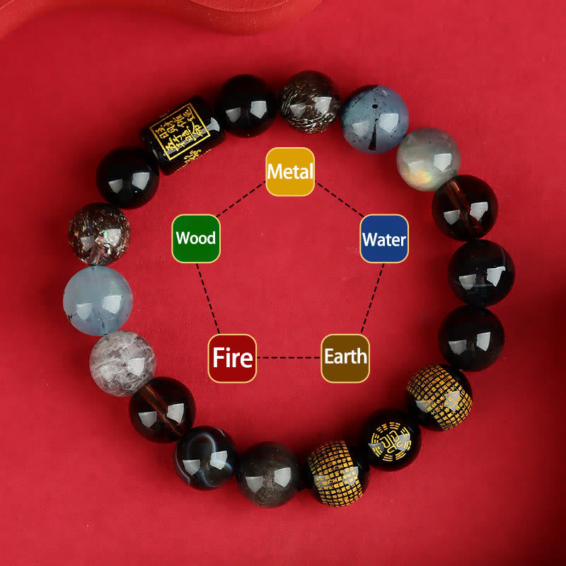 Bracelet Foviel des cinq éléments du Dieu de la richesse en cristal et agate pour la chance et la fortune