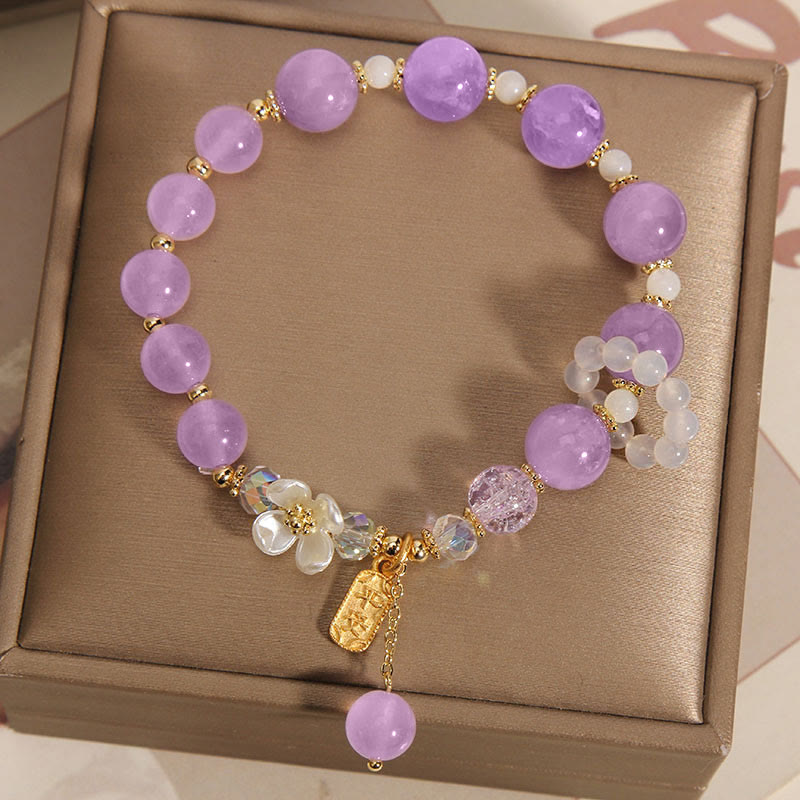 FREE Today: Wish You Peace and Happiness Blue Crystal Amethyst Flower Bracelet - Amethyst(Wrist Circumference 14-16cm) - image 9