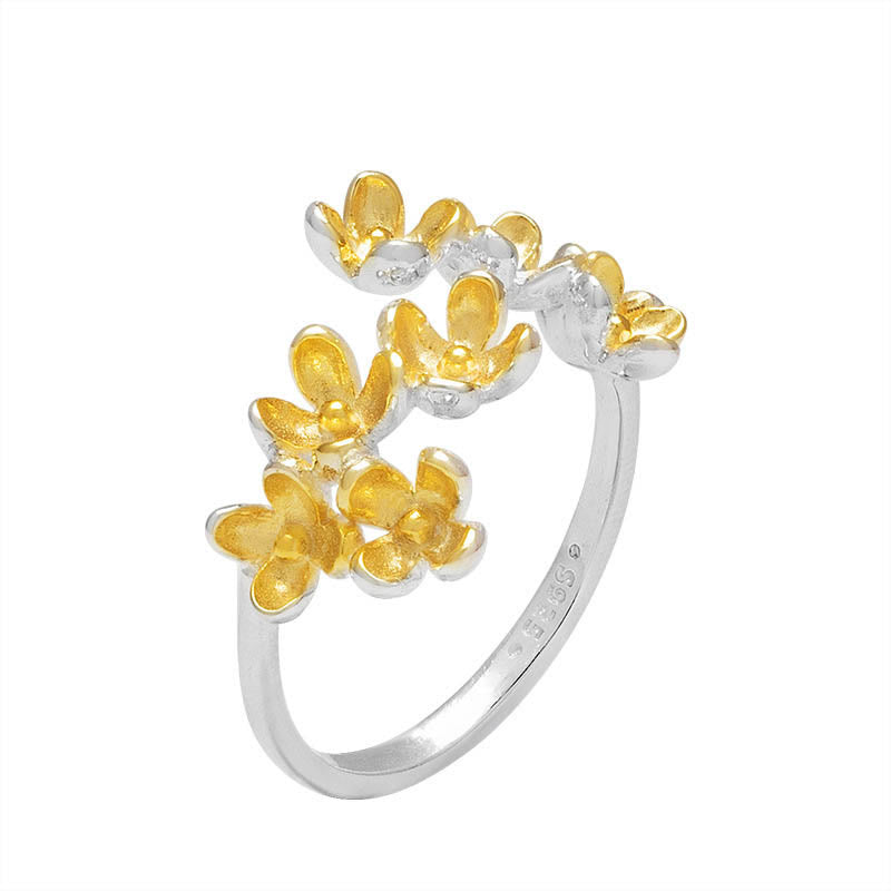 Buddha Stones 925 Sterling Silver Osmanthus Fragrans Ring Ring BS 4