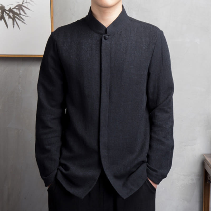 Buddha Stones Solid Color Chinese Tang Suit Jacket Men Clothing - Black - US/UK/AU42,EU52 (4XL) - image 7