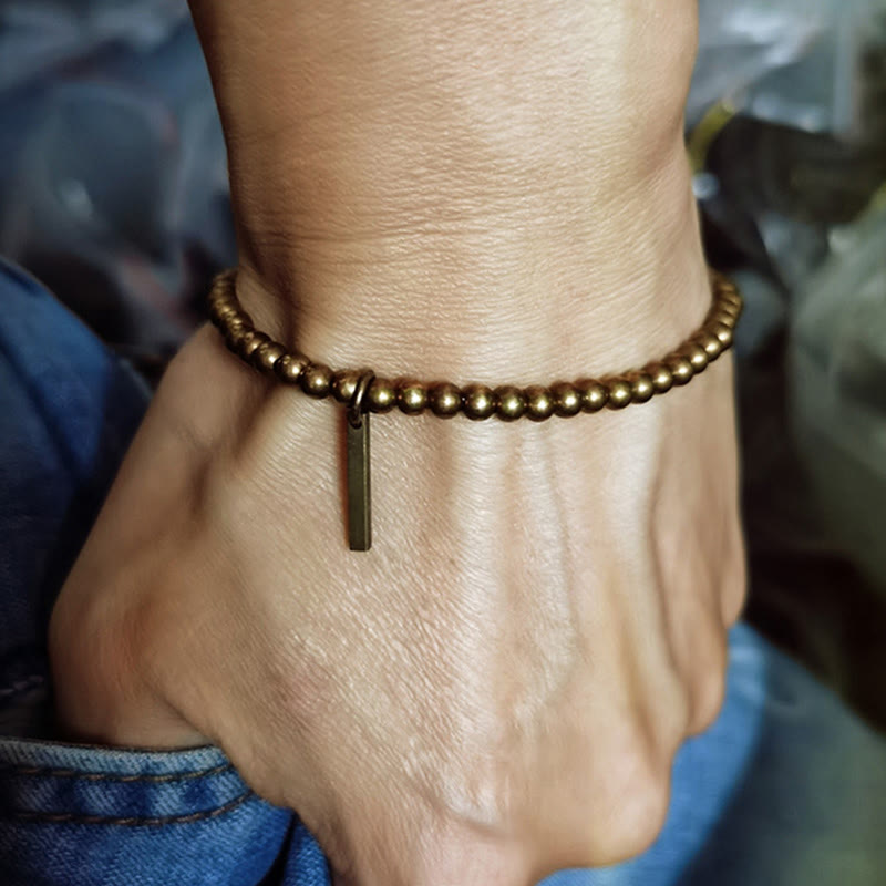 Bracelet de soin et bien-être en perles de cuivre pur et laiton Foviel