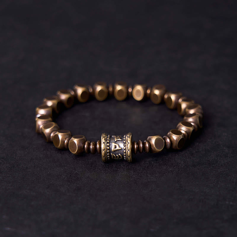 Foviel Tibetisch Om Mani Padme Hum Kupfer geschnitzt Messing Amulett Fokus Armband