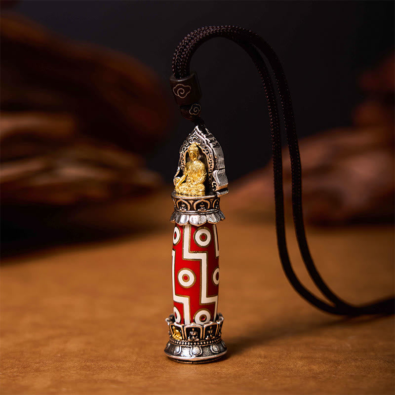 Pendentif de collier de protection perle Dzi à neuf yeux de médecine bouddhiste tibétaine Foviel