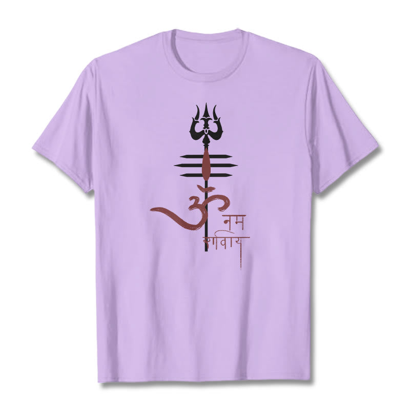 Foviel OM NAMAH SHIVAYEin Dreizack-Tee T-Shirt aus Baumwolle