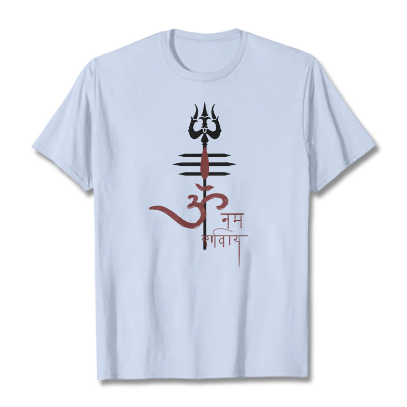 Foviel OM NAMAH SHIVAYEin Dreizack-Tee T-Shirt aus Baumwolle
