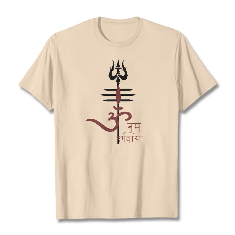 Foviel OM NAMAH SHIVAYEin Dreizack-Tee T-Shirt aus Baumwolle