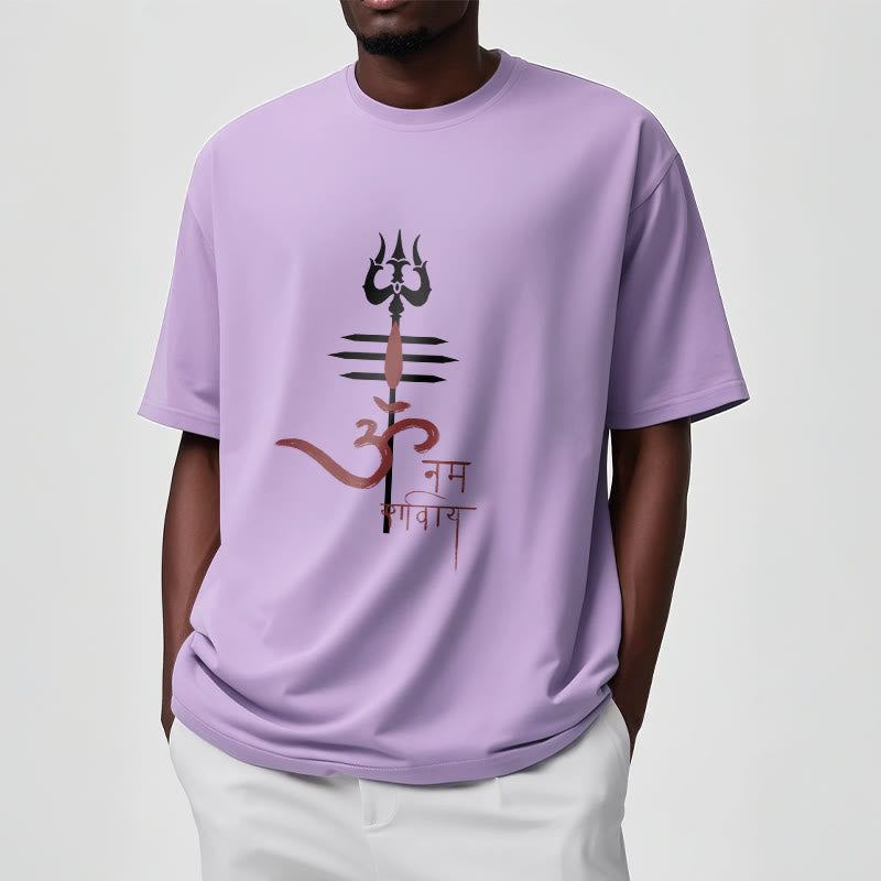Foviel OM NAMAH SHIVAYEin Dreizack-Tee T-Shirt aus Baumwolle