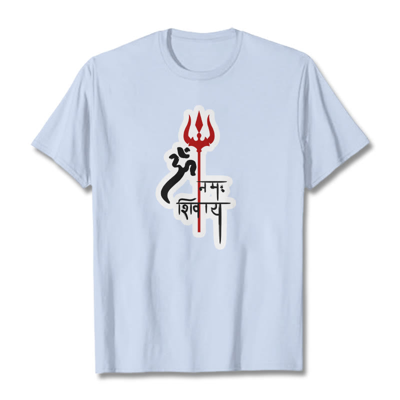 Foviel OM NAMAH SHIVAYA Red Trident Profile Cotton Tee T-shirt