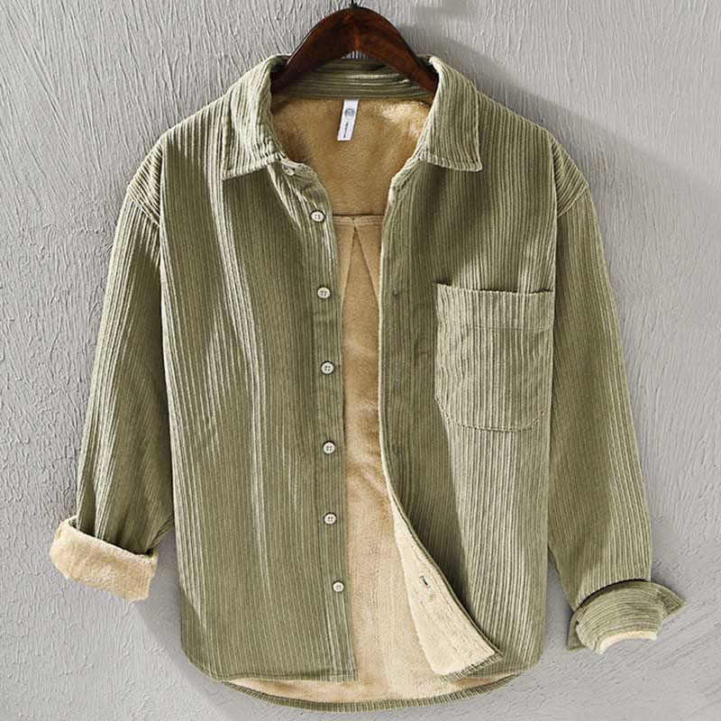 Buddha Stones Men's Long Sleeve Fleece Lined With Pocket Corduroy Comfortable Shirt - YellowGreen - US/UK/AU40,EU50 (3XL) - image 13