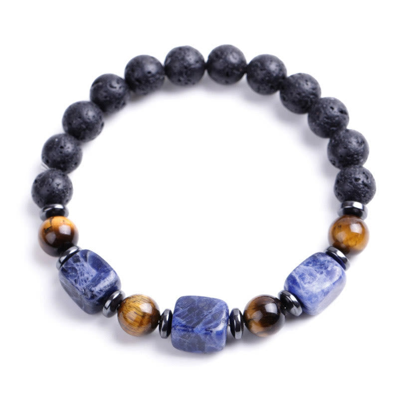 Bracelet calme en pierre de lave et cristaux variés Foviel
