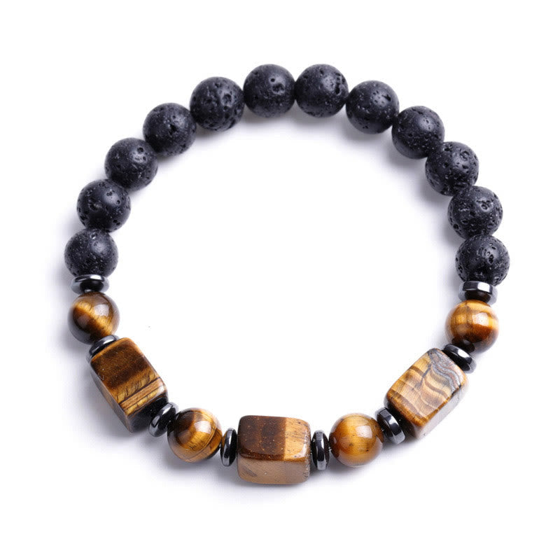 Bracelet calme en pierre de lave et cristaux variés Foviel