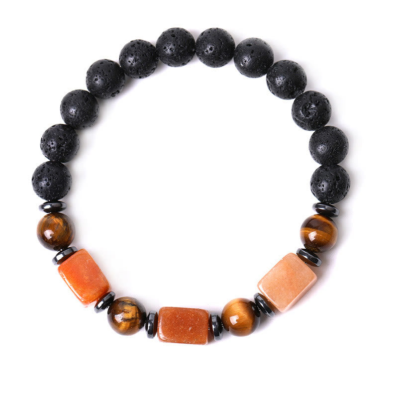 Bracelet calme en pierre de lave et cristaux variés Foviel