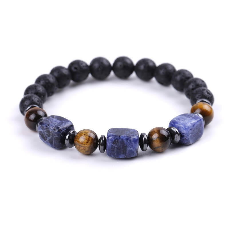 Bracelet calme en pierre de lave et cristaux variés Foviel