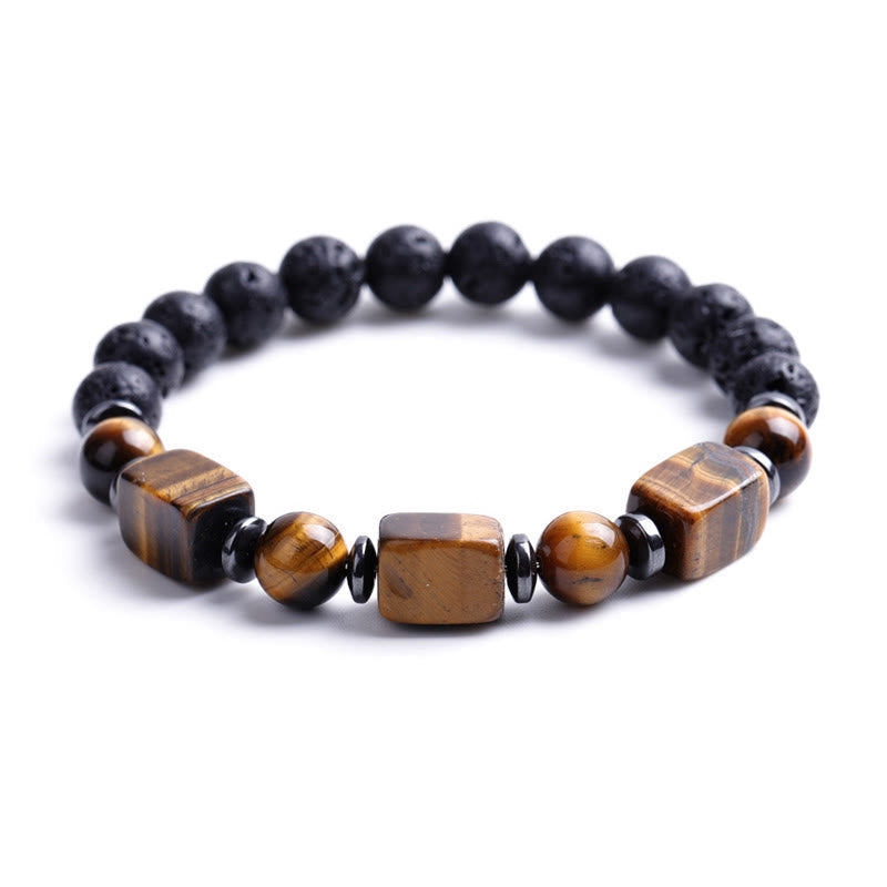 Bracelet calme en pierre de lave et cristaux variés Foviel