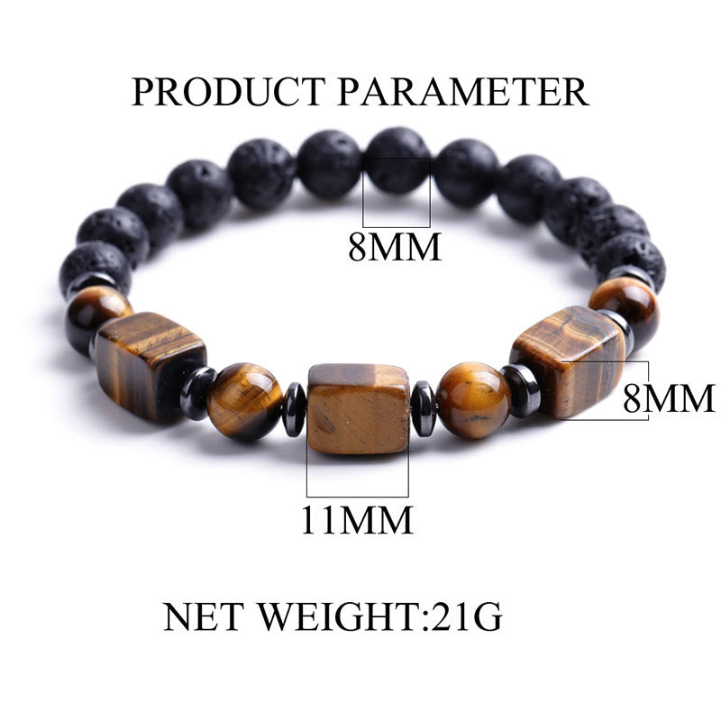 Bracelet calme en pierre de lave et cristaux variés Foviel