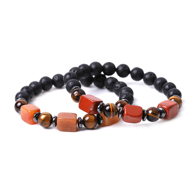 Bracelet calme en pierre de lave et cristaux variés Foviel