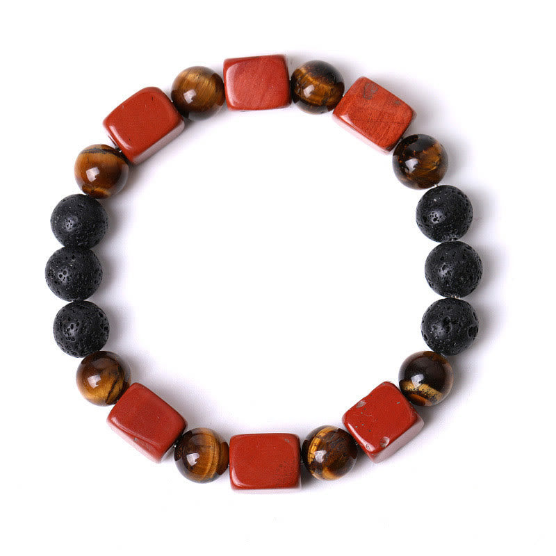 Foviel Various Crystals Cube Amethyst Lava Rock Support Bracelet