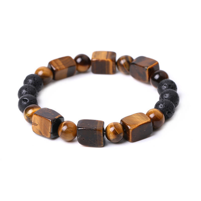 Foviel Various Crystals Cube Amethyst Lava Rock Support Bracelet