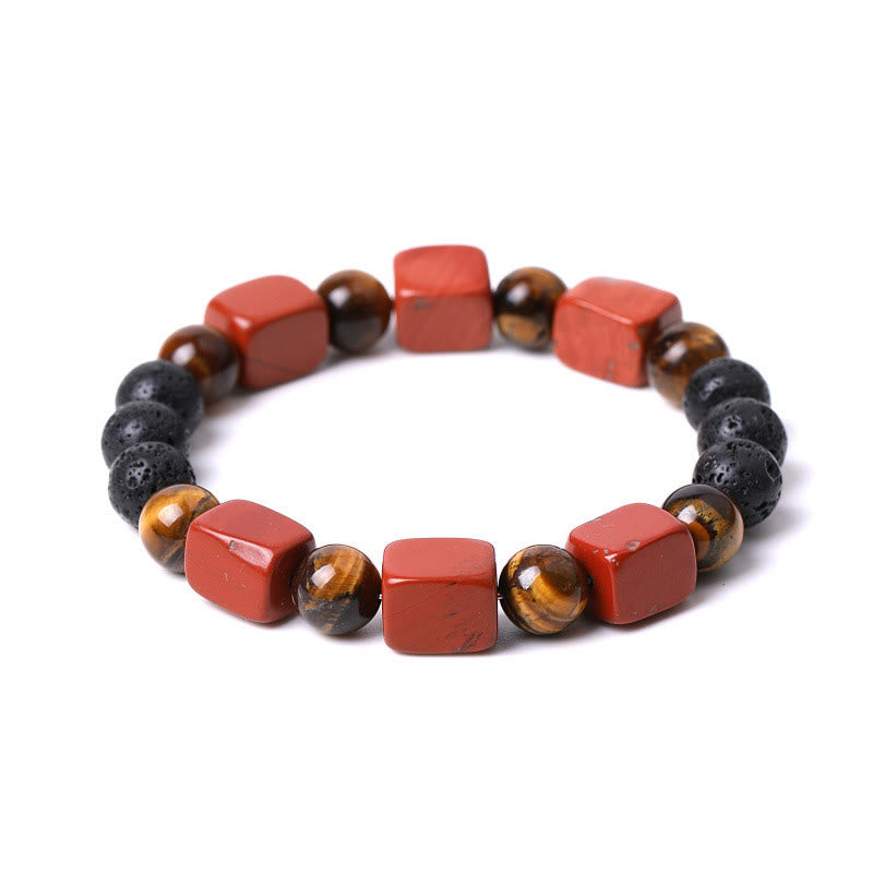 Foviel Various Crystals Cube Amethyst Lava Rock Support Bracelet
