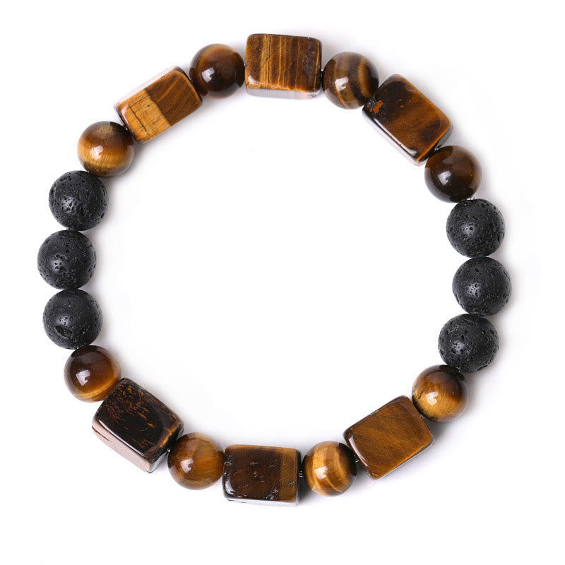 Foviel Various Crystals Cube Amethyst Lava Rock Support Bracelet