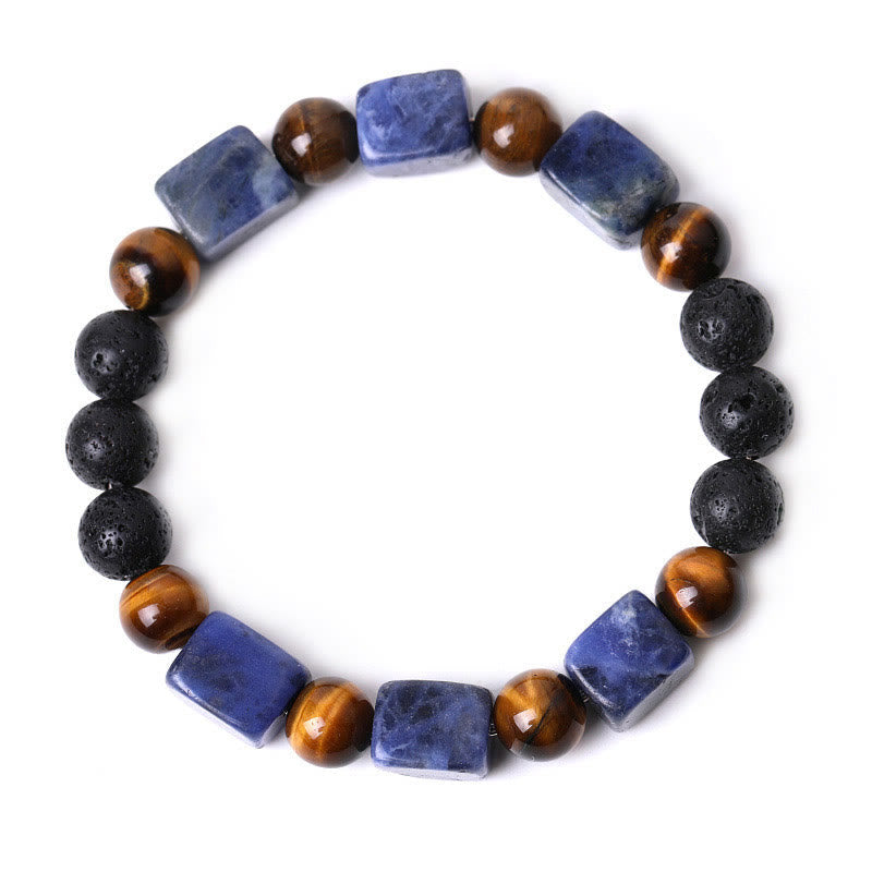 Foviel Various Crystals Cube Amethyst Lava Rock Support Bracelet