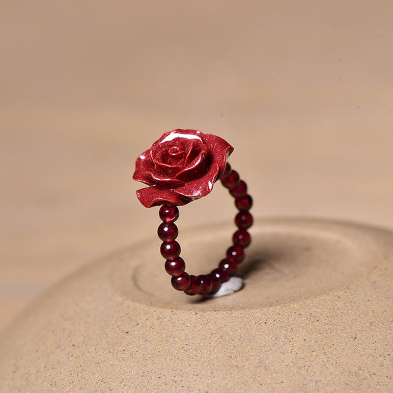 Foviel Cinnabar Rose Garnet Beads Concentration Ring