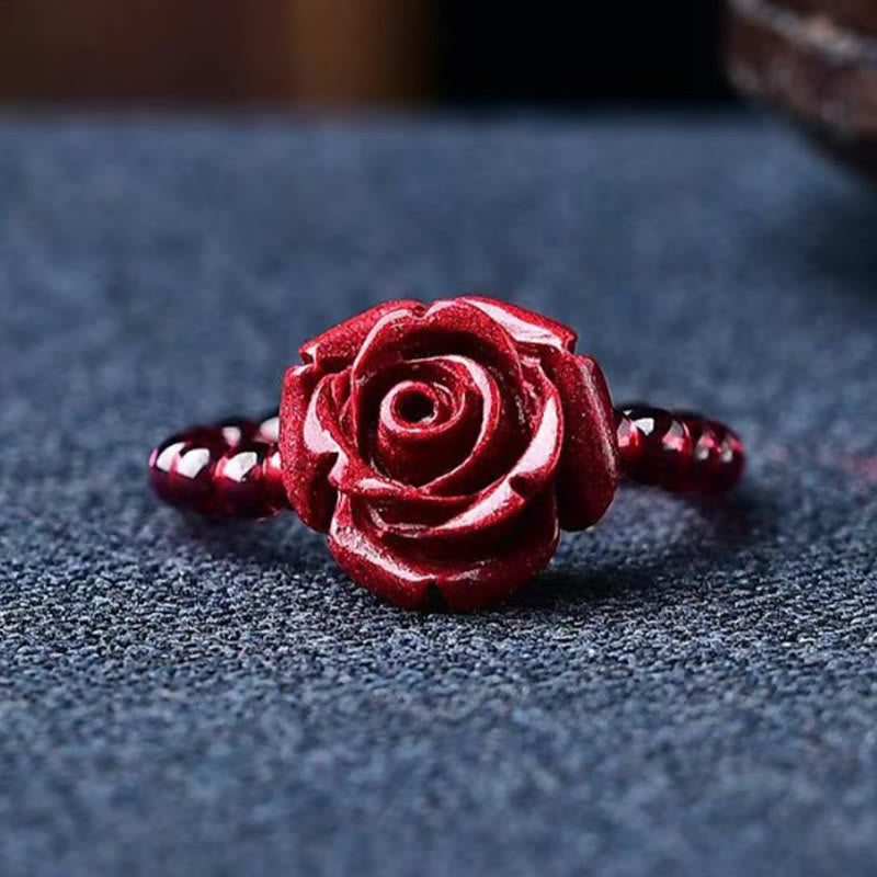Foviel Cinnabar Rose Garnet Beads Concentration Ring