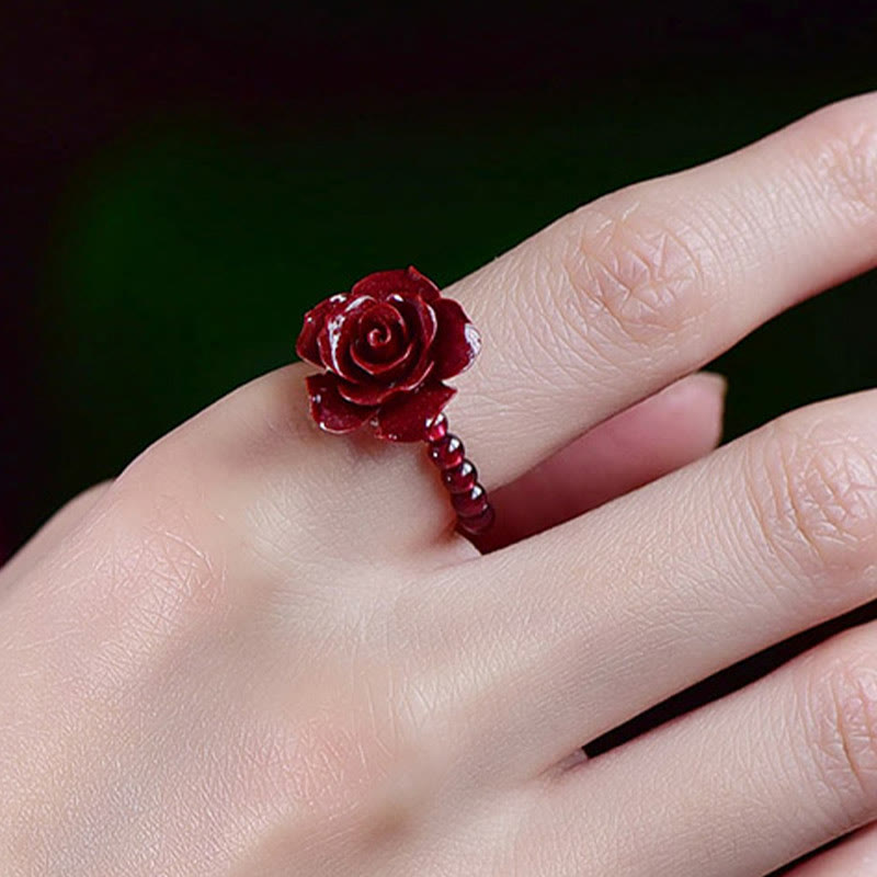 Foviel Cinnabar Rose Garnet Beads Concentration Ring