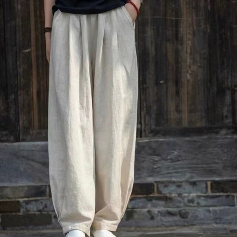 Buddha Stones Casual Cotton Women's Yoga Pants With Pockets - Linen - US14,UK/AU18,EU46 (4XL) - image 0