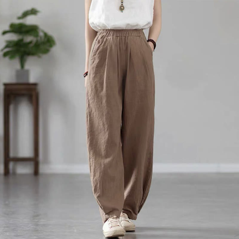 Buddha Stones Casual Cotton Women's Yoga Pants With Pockets - Tan - US14,UK/AU18,EU46 (4XL) - image 15