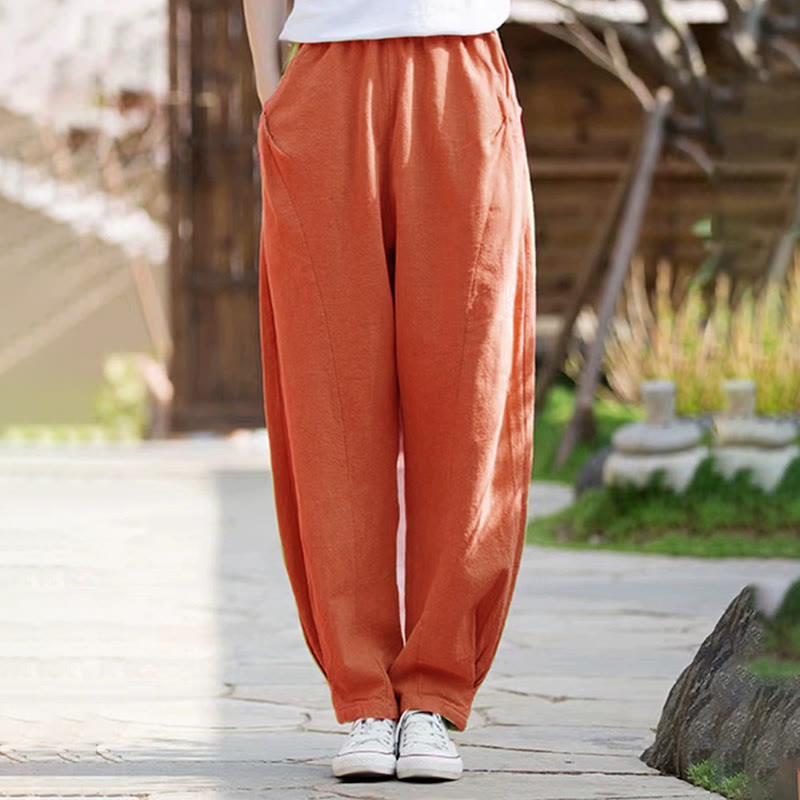 Buddha Stones Casual Cotton Women's Yoga Pants With Pockets - Orange - US14,UK/AU18,EU46 (4XL) - image 14
