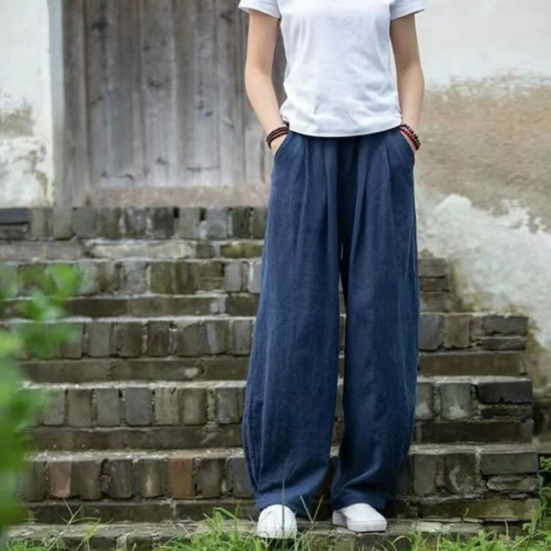 Buddha Stones Casual Cotton Women's Yoga Pants With Pockets - SteelBlue - US14,UK/AU18,EU46 (4XL) - image 7
